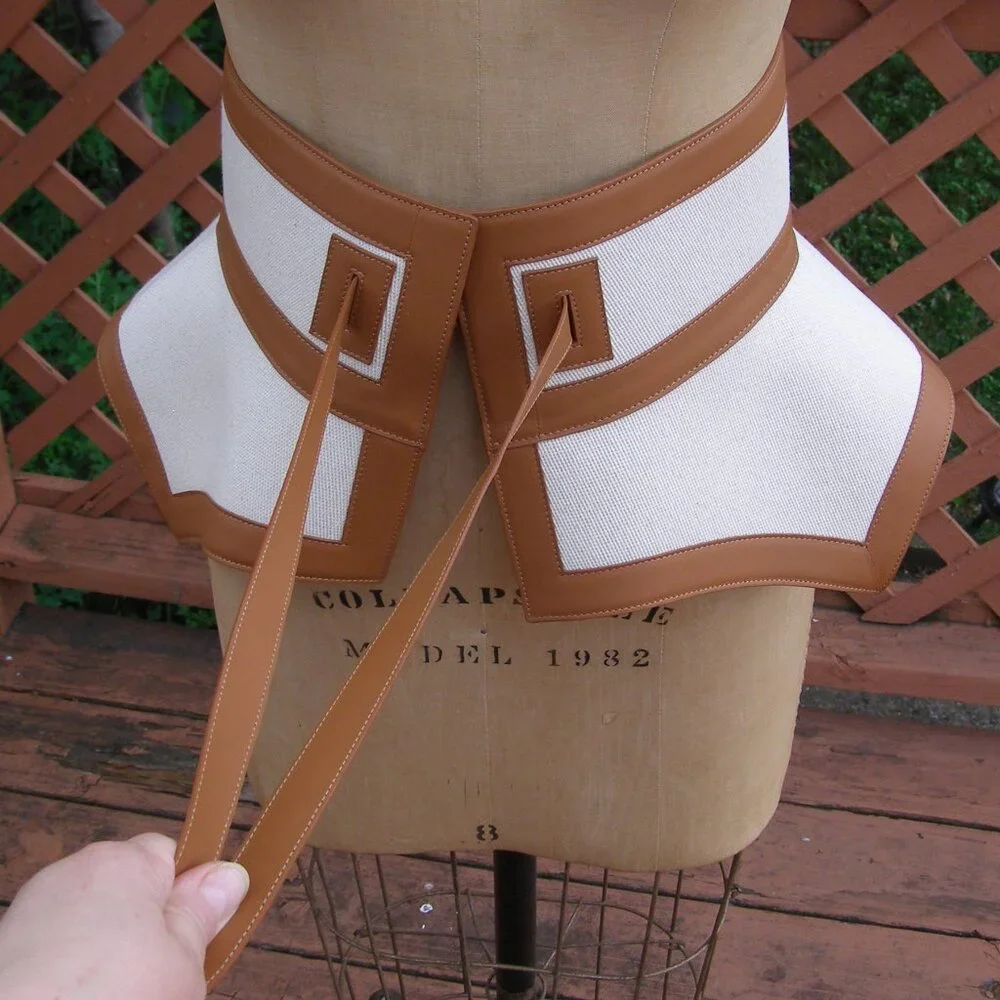 RARE NWT LOEWE Tan Canvas & Leather Obi Belt